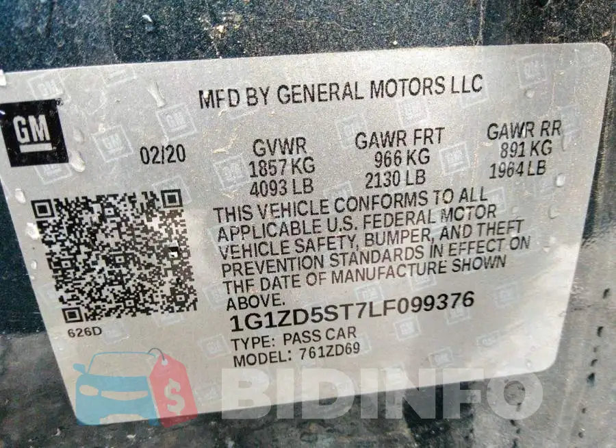 1G1ZD5ST7LF099376 Photo# 9