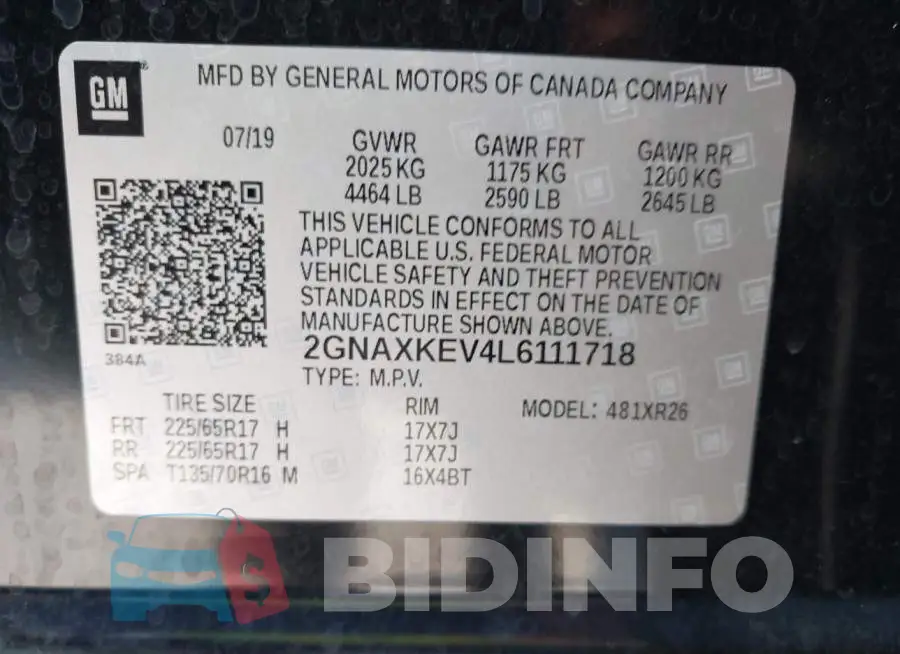 2GNAXKEV4L6111718 Photo# 9