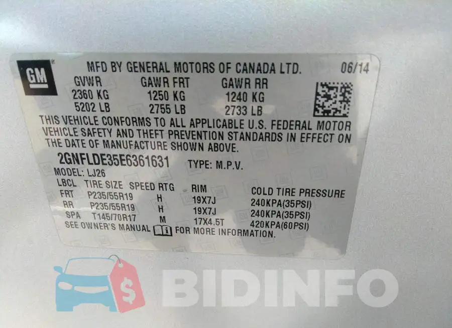 2GNFLDE35E6361631 Photo# 9