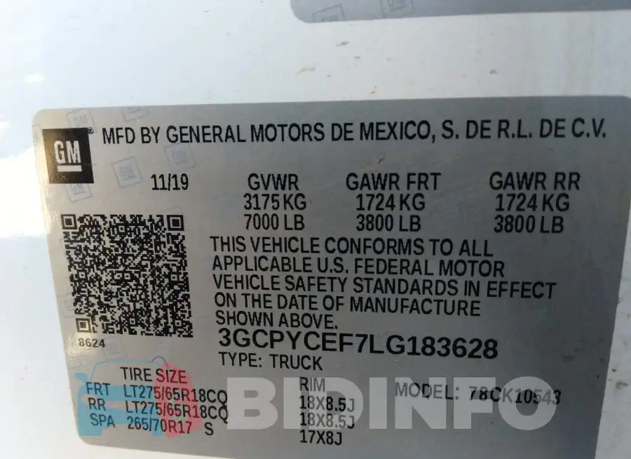 3GCPYCEF7LG183628 Photo# 9