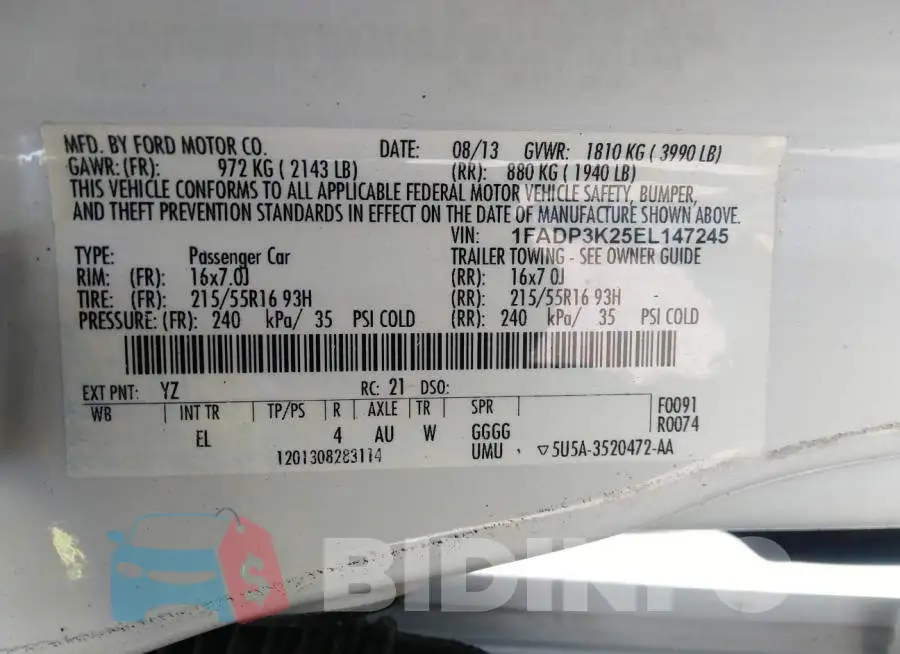 1FADP3K25EL147245 Photo# 9