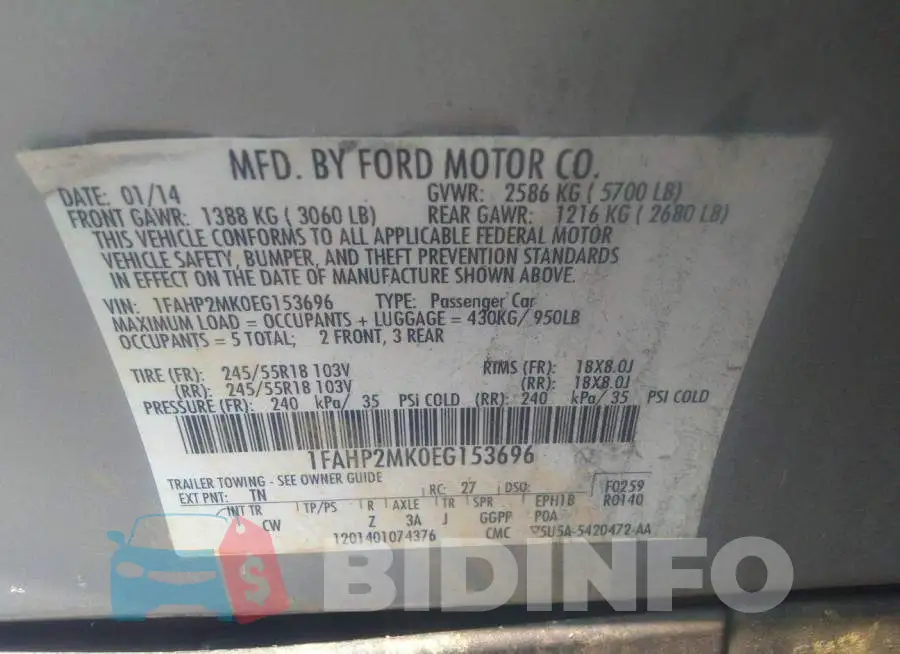 1FAHP2MK0EG153696 Photo# 9