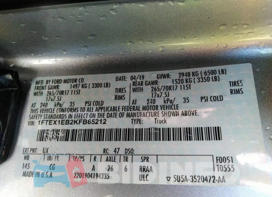 1FTEX1EB2KFB65212 Photo# 9