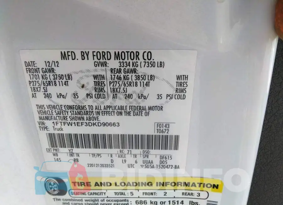 1FTFW1EF3DKD90663 Photo# 9