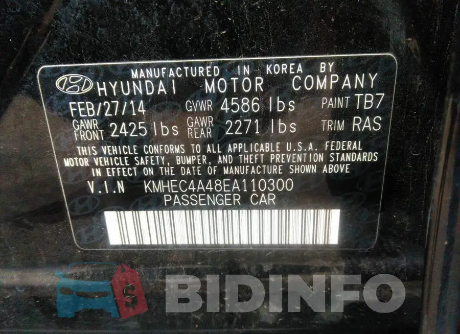 KMHEC4A48EA110300 Photo# 9