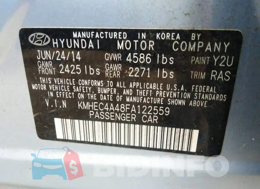 KMHEC4A48FA122559 Photo# 9
