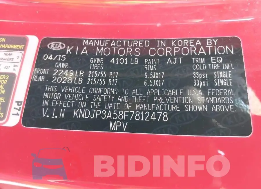 KNDJP3A58F7812478 Photo# 9