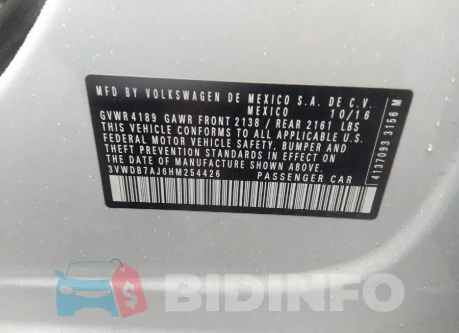 3VWDB7AJ6HM254426 Photo# 9