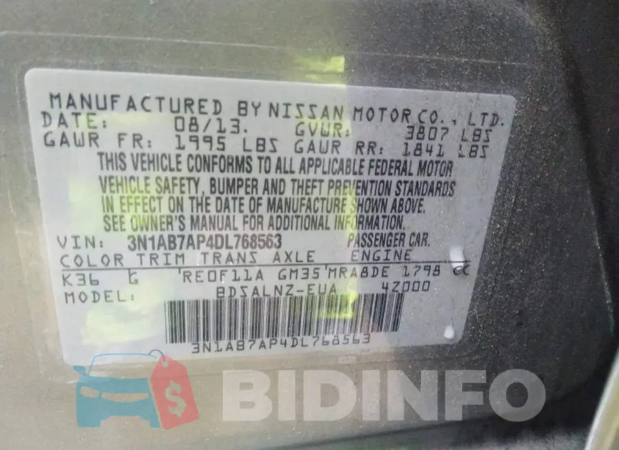 3N1AB7AP4DL768563 Photo# 9