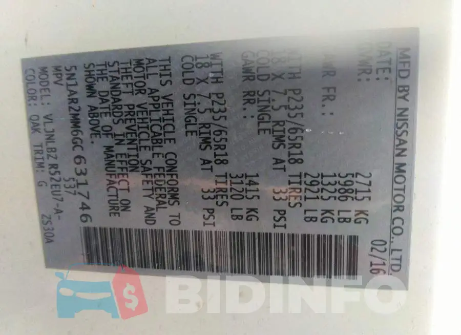 5N1AR2MM6GC631746 Photo# 9