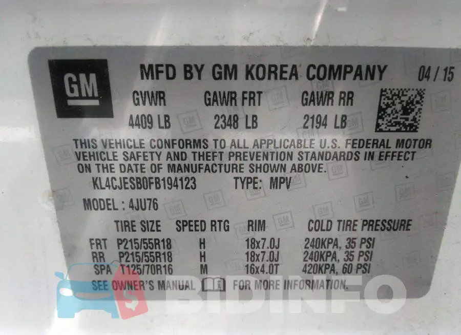 KL4CJESB0FB194123 Photo# 9