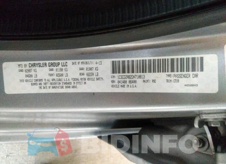 1C3CDZAB2DN710813 Photo# 9