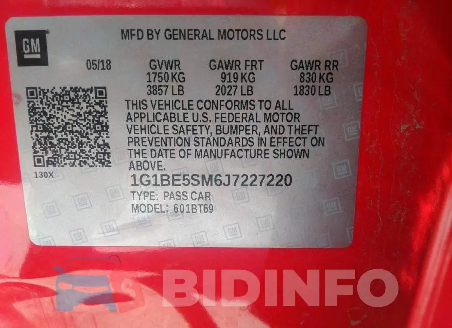 1G1BE5SM6J7227220 Photo# 9