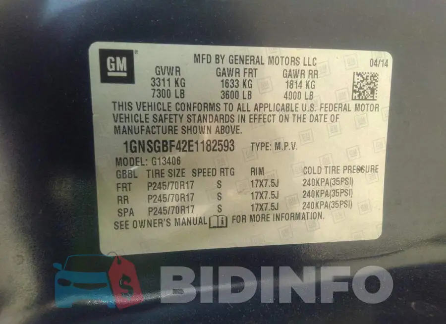 1GNSGBF42E1182593 Photo# 9