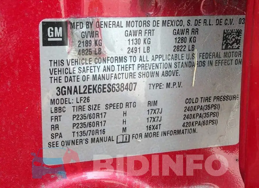 3GNAL2EK6ES638407 Photo# 9