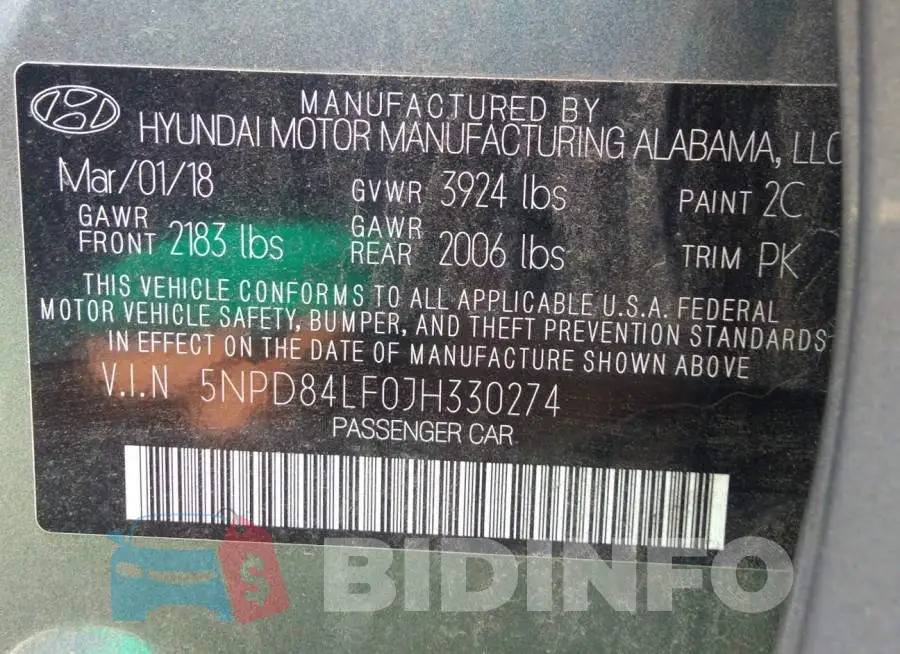 5NPD84LF0JH330274 Photo# 9
