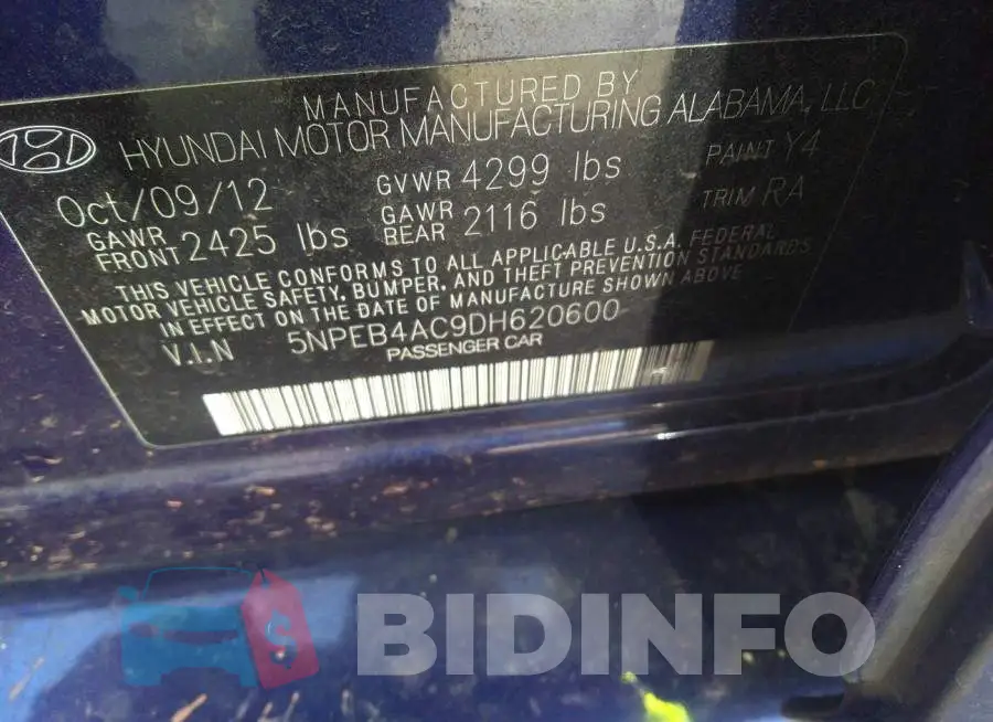 5NPEB4AC9DH620600 Photo# 9