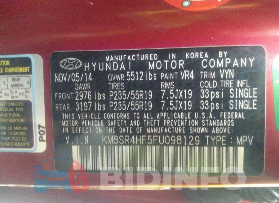 KM8SR4HF5FU098129 Photo# 9