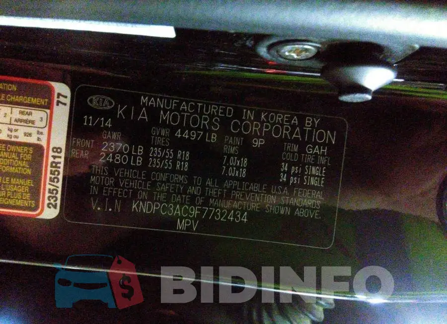 KNDPC3AC9F7732434 Photo# 9