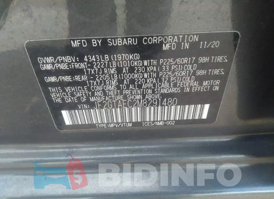 JF2GTAEC2M8291480 Photo# 9