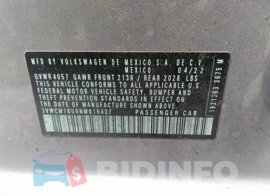 3VWCM7BU8NM015437 Photo# 9