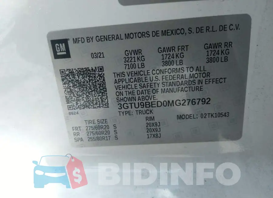 3GTU9BED0MG276792 Photo# 9