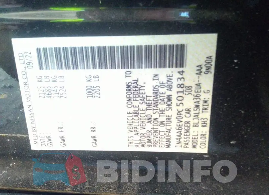 1N4AA6EV0PC501834 Photo# 9