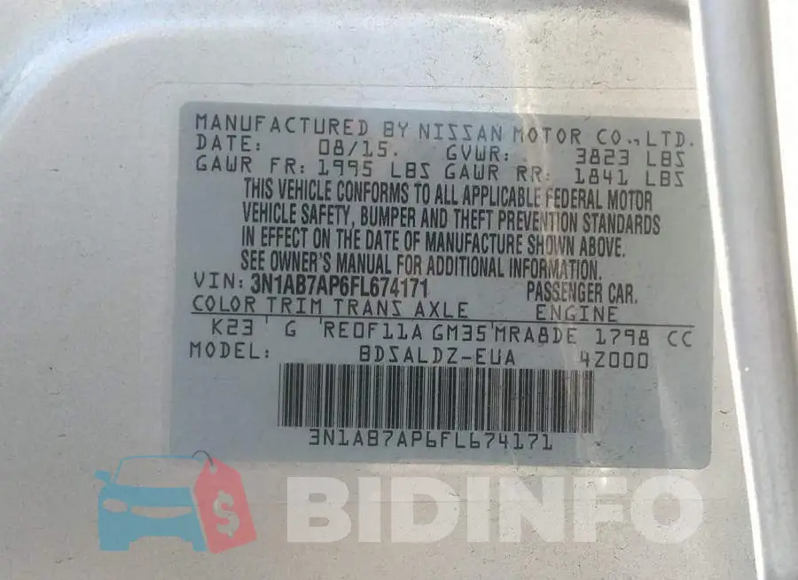 3N1AB7AP6FL674171 Photo# 9