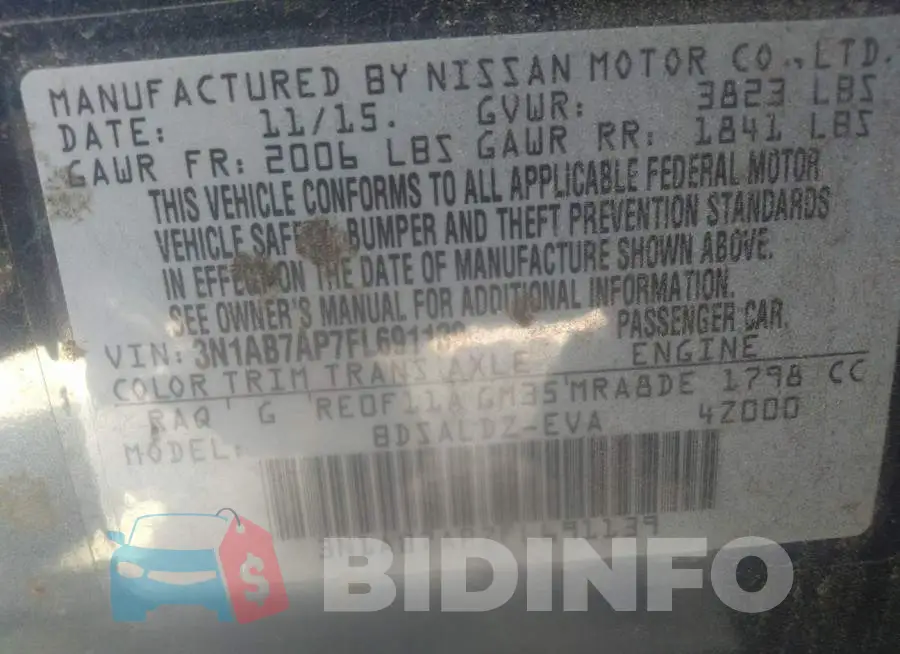 3N1AB7AP7FL691139 Photo# 9