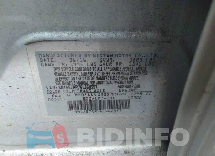 3N1AB7AP7GL668557 Photo# 9