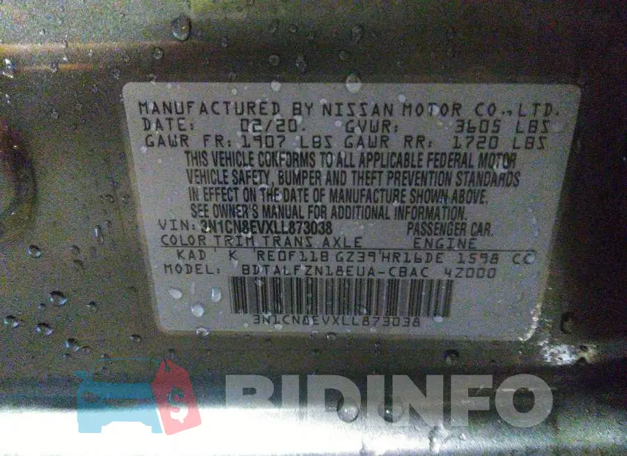 3N1CN8EVXLL873038 Photo# 9