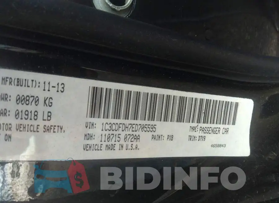 1C3CDFDH7ED705595 Photo# 9
