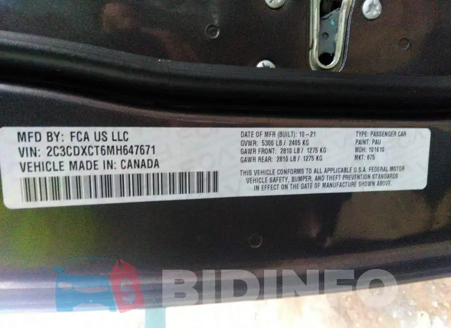 2C3CDXCT6MH647671 Photo# 9