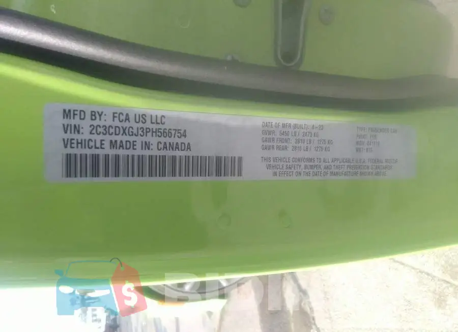 2C3CDXGJ3PH566754 Photo# 9