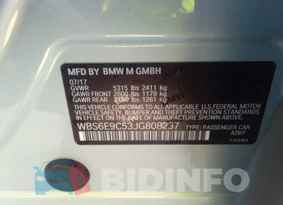 WBS6E9C53JG808237 Photo# 9