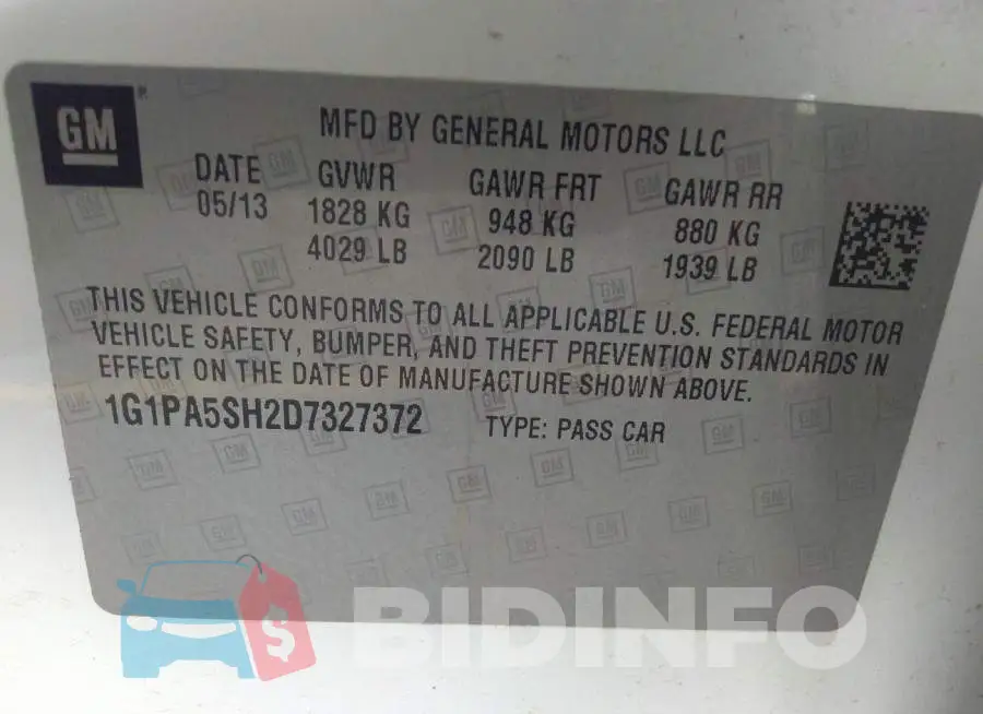 1G1PA5SH2D7327372 Photo# 9