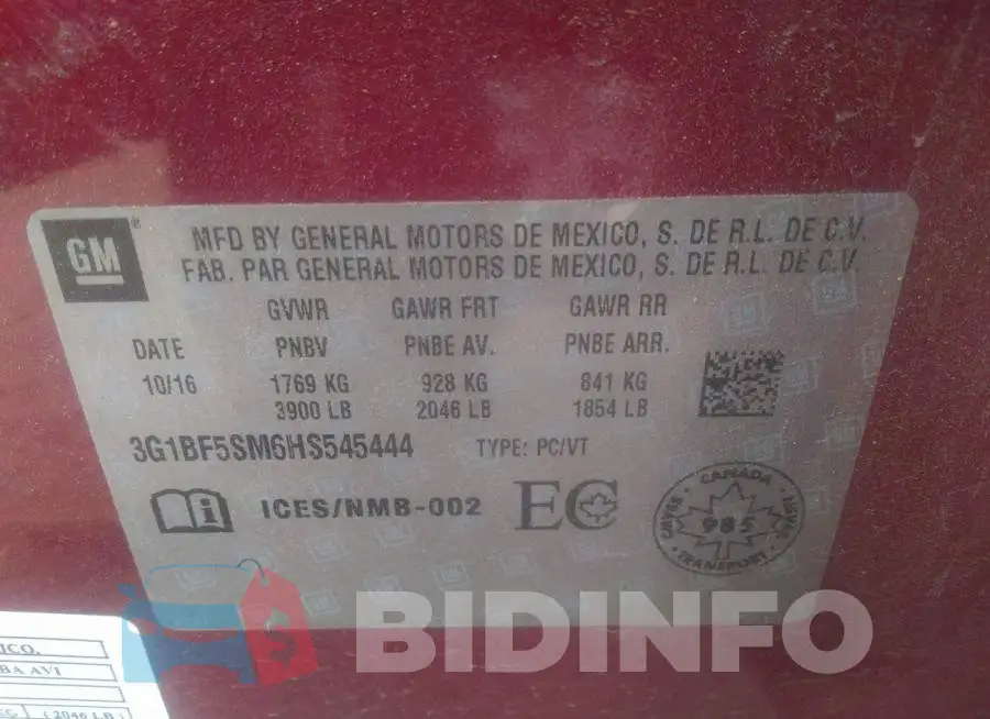 3G1BF5SM6HS545444 Photo# 9