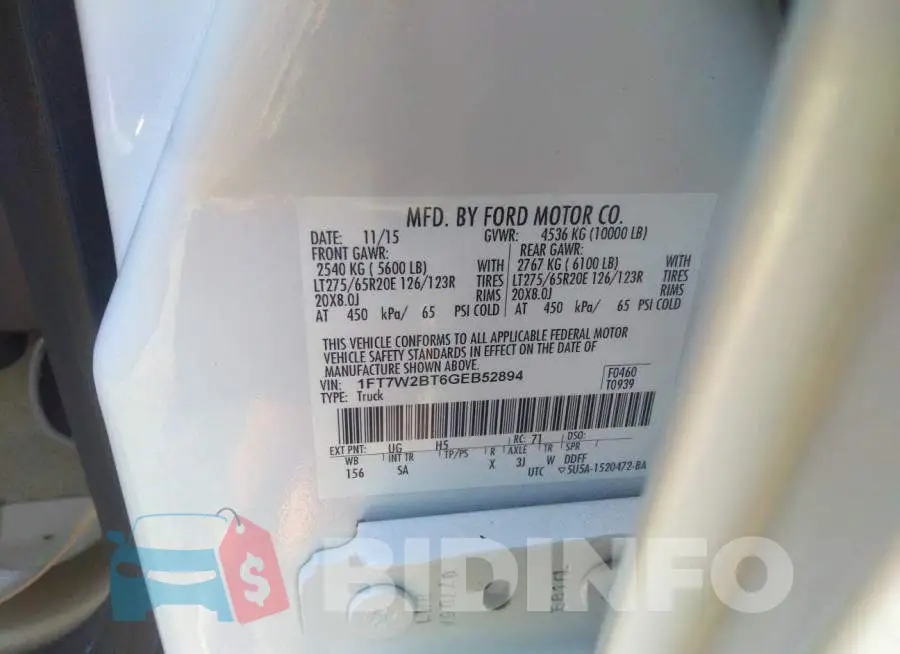 1FT7W2BT6GEB52894 Photo# 9