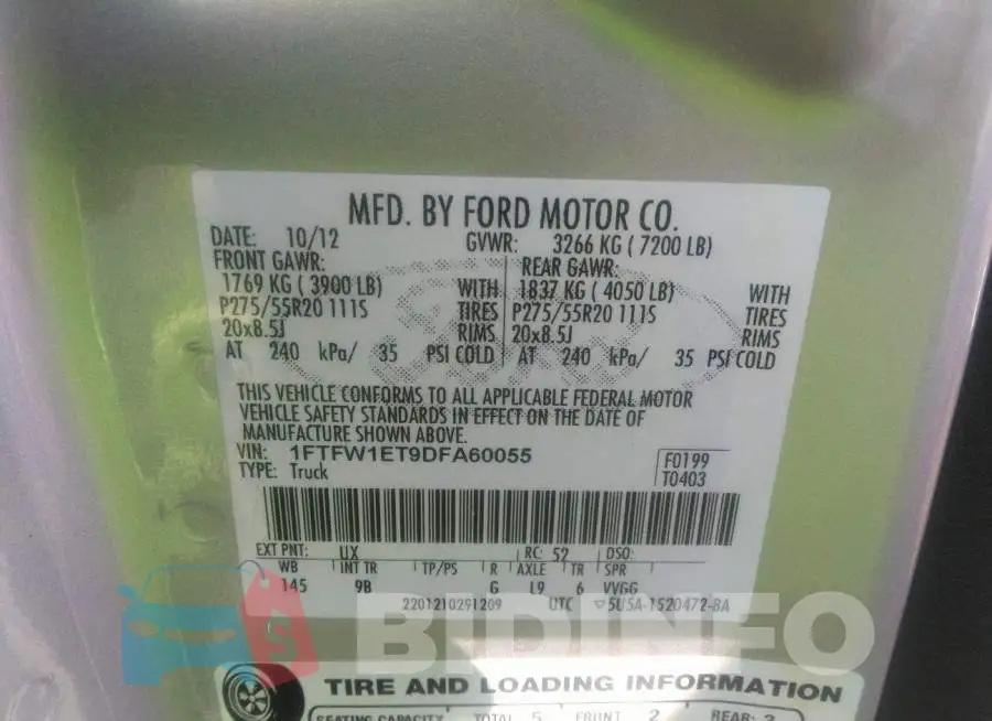 1FTFW1ET9DFA60055 Photo# 9
