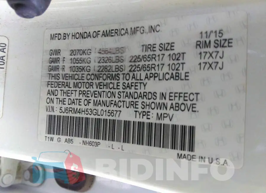 5J6RM4H53GL015677 Photo# 9
