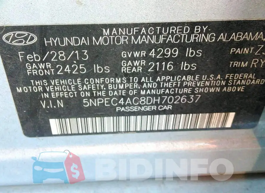 5NPEC4AC8DH702637 Photo# 9