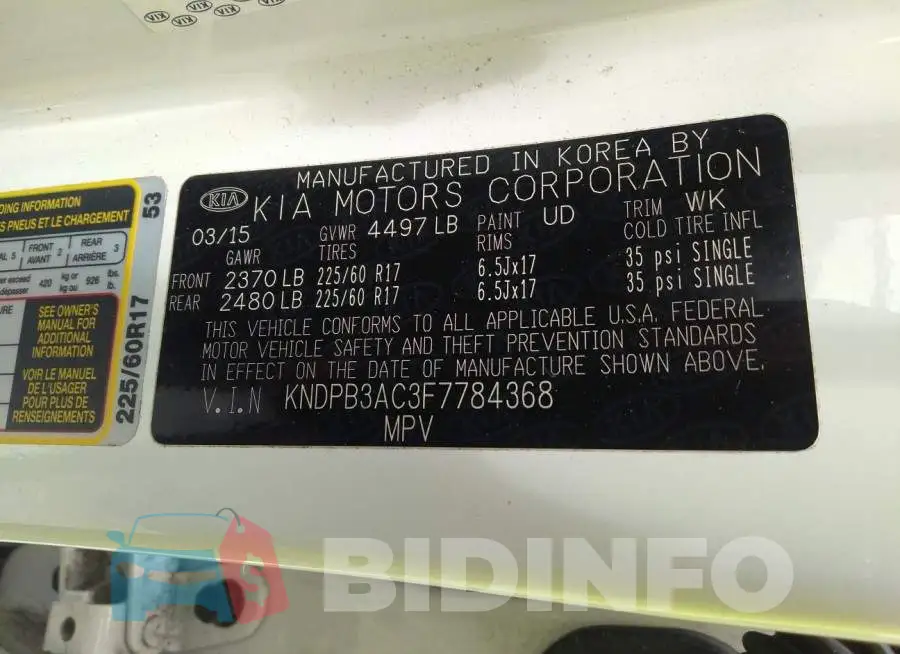 KNDPB3AC3F7784368 Photo# 9
