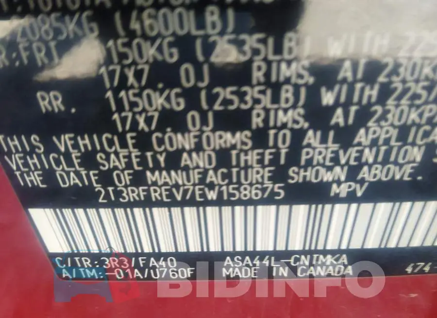 2T3RFREV7EW158675 Photo# 9