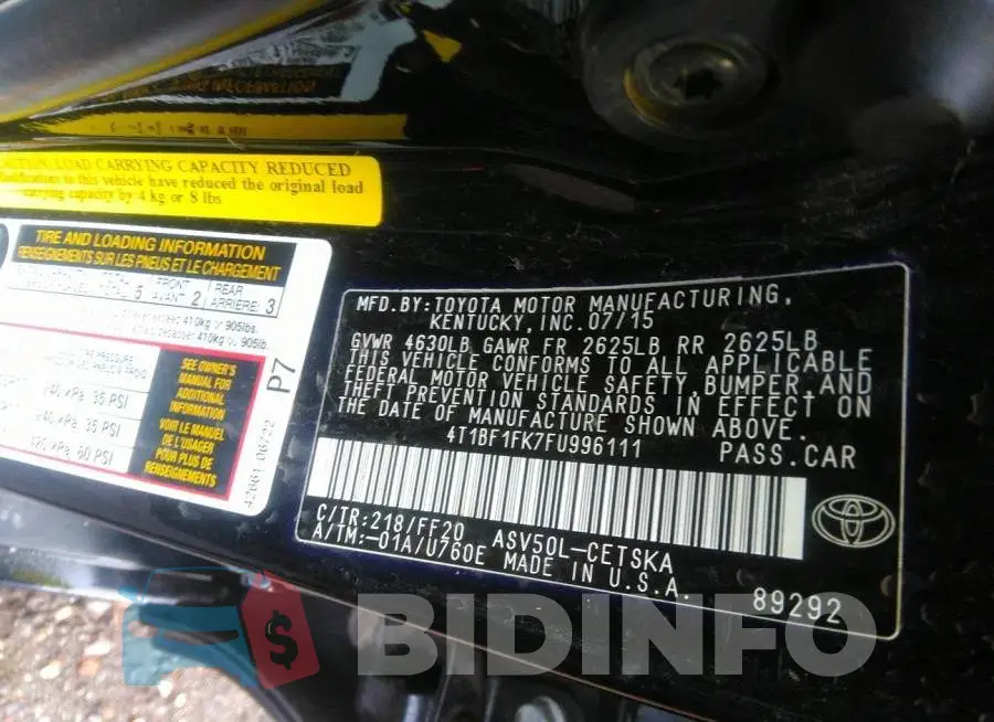 4T1BF1FK7FU996111 Photo# 9