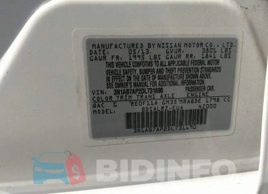 3N1AB7AP2DL731690 Photo# 9
