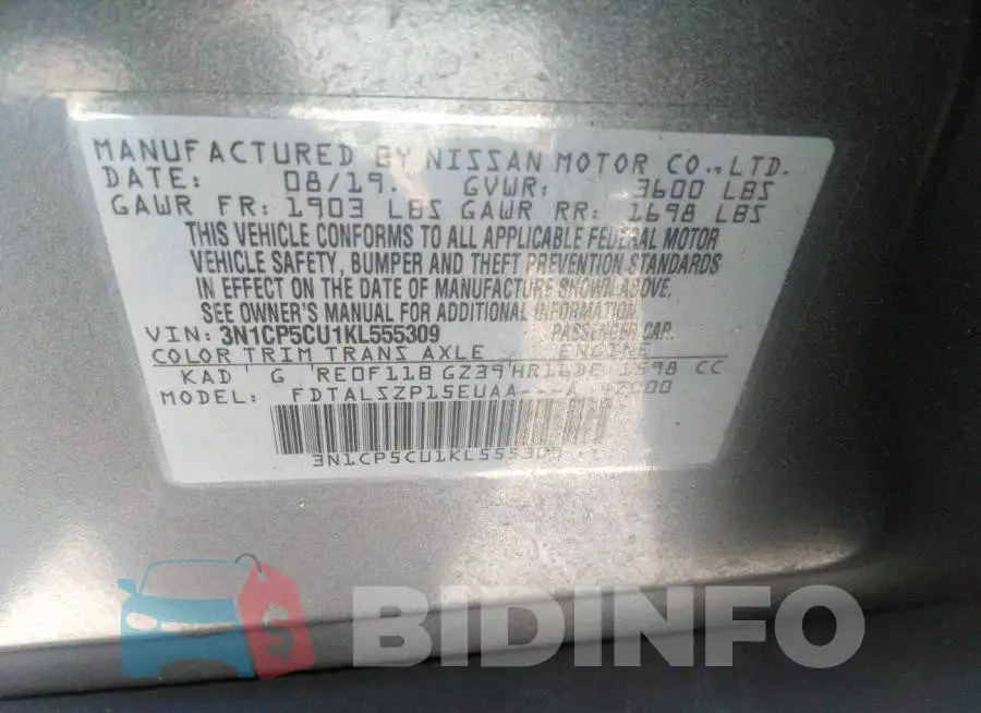 3N1CP5CU1KL555309 Photo# 9