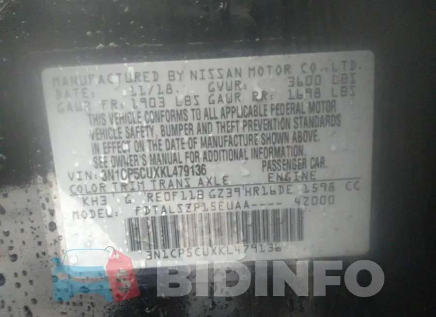 3N1CP5CUXKL479136 Photo# 9