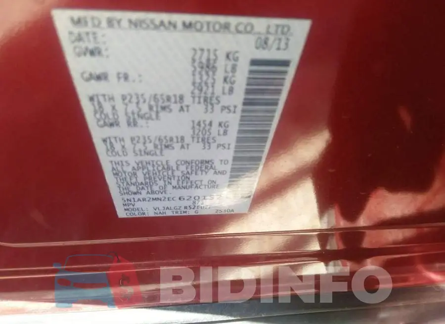 5N1AR2MN2EC620152 Photo# 9