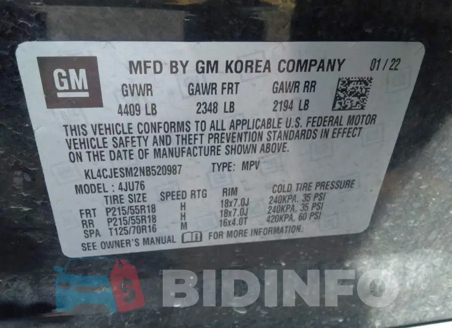 KL4CJESM2NB520987 Photo# 9