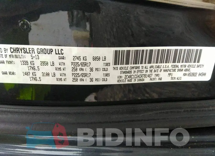 2C4RC1CG4DR781467 Photo# 9